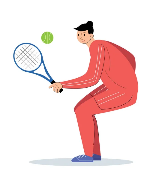 People Character Playing Tennis Vector Illustration — Stock vektor