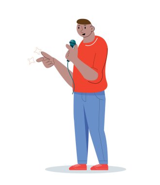 hobby character people singing vector illustration