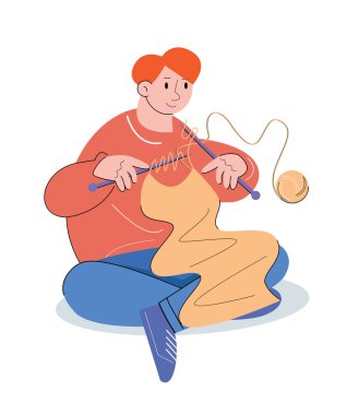 character people knitting vector illustration