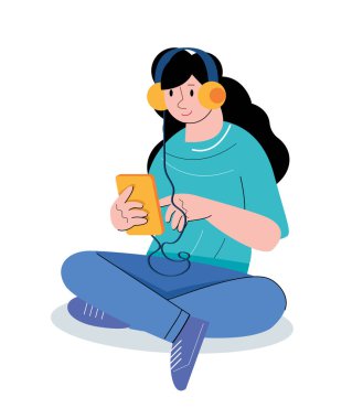 character people listening to music vector illustration