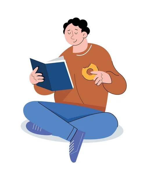 Character People Read Book Vector Illustration — 图库矢量图片