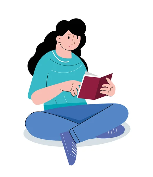 Character People Read Book Vector Illustration — стоковый вектор
