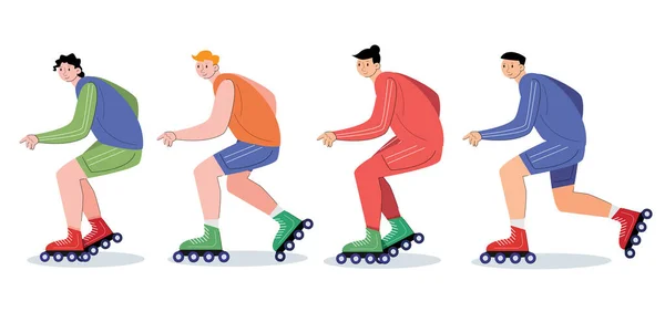 Karakter Mensen Met Roller Skate Vector Illustratie — Stockvector