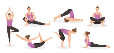 Yoga yapan bir grup genç kadın illüstrasyon yapıyor.