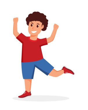 Karakter çocuğu mutlu dans hareketleri izole