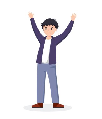 Karakter adamı mutlu dans hareketleri izole