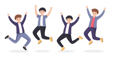 İzole edilmiş mutlu dans hareketleri grubu.