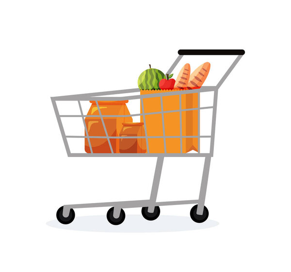 Shopping cart isolated vector illustration