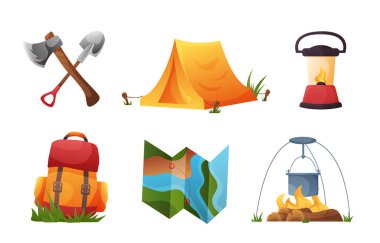 Kamp ekipmanları vektör çizimi