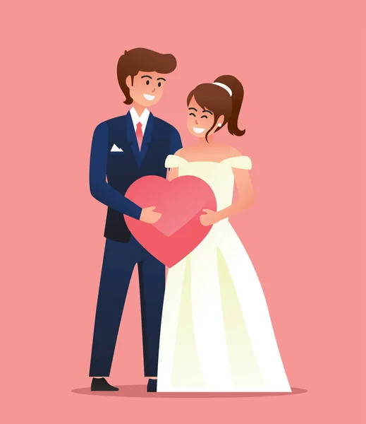 Sposa Abito Bianco Sposo Abito Coppia Matrimonio Vettoriale Illustrazione — Vettoriale Stock