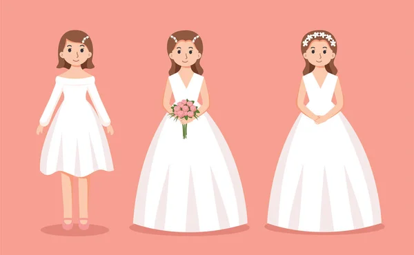Serie Sposa Matrimonio Fumetto Vettoriale Illustrazione — Vettoriale Stock