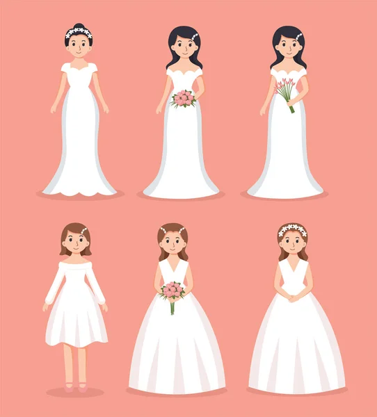 Σύνολο Νύφη Γάμο Εικονογράφηση Διάνυσμα Κινουμένων Σχεδίων — Διανυσματικό Αρχείο