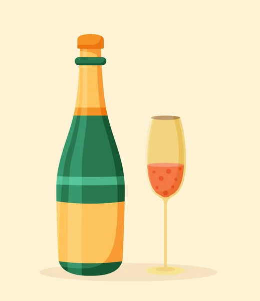Champagnefles Glas Proost Celebration Vector Illustratie — Stockvector