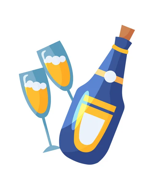 Champagnefles Glas Proost Celebration Vector Illustratie — Stockvector