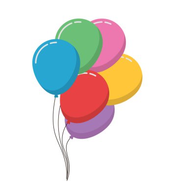Renkli Balonlar. Kutlama Partisi Dekorasyon Vektörü illüstrasyonu