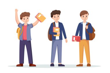 Karakter öğrencileri. Okula dönüş, üniversite konsept vektör çizimi