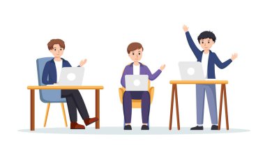 eş çalışma alanı veya ev vektörü illüstrasyonunda uzaktan