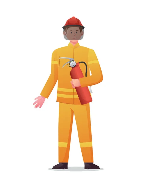 Персонаж Пожежника Уніформі Векторні Ілюстрації — стоковий вектор