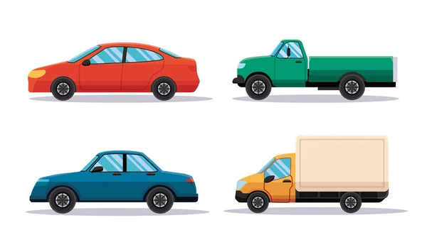stock vector set of car vehicles transport in flat style vector illustration