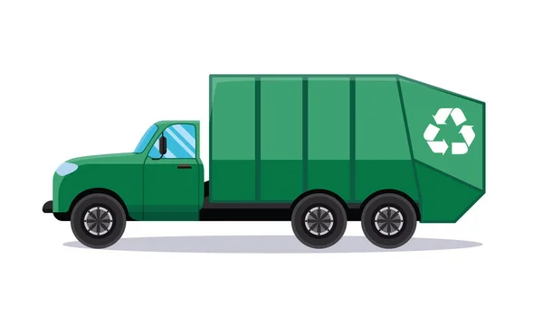 Green Garbage Truck Vector Illustration — Stock Vector