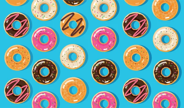 Donuts Söt Dessert Bakgrund Vektor Illustration — Stock vektor
