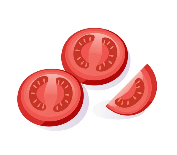 Fatia Fresca Tomate Ilustração Vetorial — Vetor de Stock