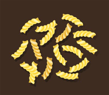 Fusilli şehriye yalıtılmış vektör çizimi