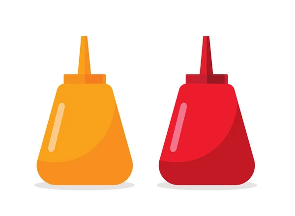 Ketchup Und Senfflaschen Auspressen — Stockvektor