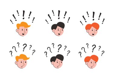 Ünlem işareti ve soru işareti olan insanlar vektör illüstrasyonuName