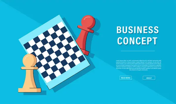 Chessboard Concept Stratégie Affaires Illustration Vectorielle — Image vectorielle