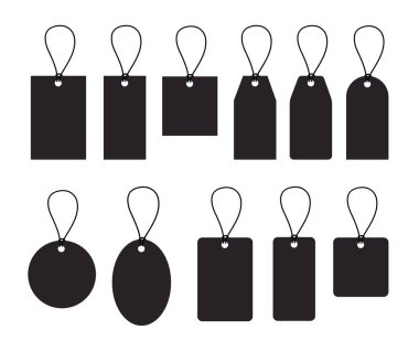 Kablo vektör illüstrasyonlu boş kağıt fiyat etiketleri kümesi