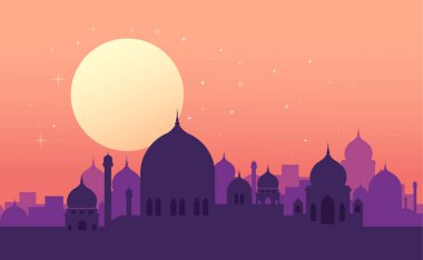 Ramazan Kareem namaz kılan cami arka plan vektörü illüstrasyonu