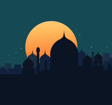 Ramazan Kareem namaz kılan cami arka plan vektörü illüstrasyonu