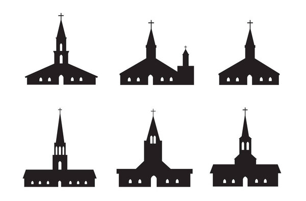 set of church buildings architecture vector illustration