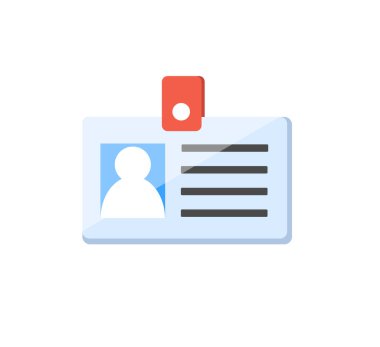 Kimlik kartı simgesi, kimlik kartı vektör illüstrasyonu