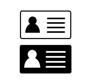 Kimlik kartı simgesi, kimlik kartı vektör illüstrasyonu