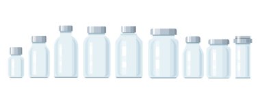 İzole edilmiş cam şişeler. vektör illüstrasyonu