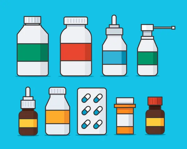Set Botellas Medicina Cápsulas Vector Ilustración Vectores De Stock Sin Royalties Gratis