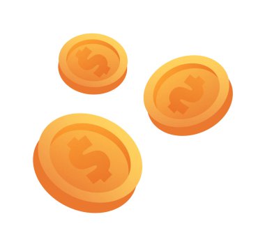 Düşen Altın Sikke Vektör İllüstrasyonu