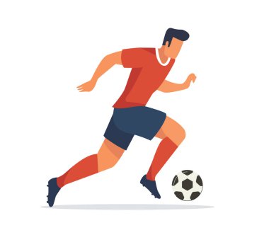 Futbolcular topla koşuyor. vektör illüstrasyonu