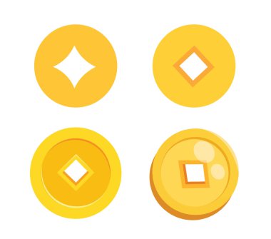 Çin altın sikkeleri vektör illüstrasyonu