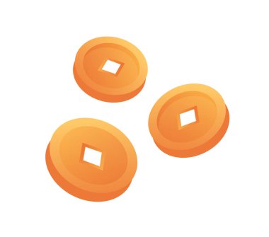 Çin altın sikkeleri vektör illüstrasyonu