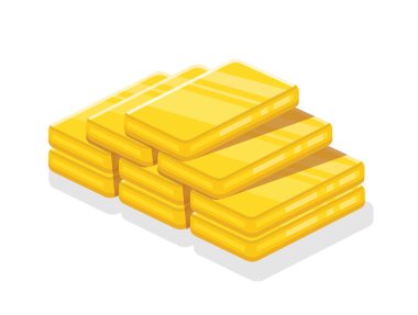 Yığınla Altın Çubuk Vektör İllüstrasyonu