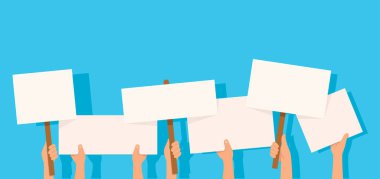 Protestocular pankart pankartı taşıyıcı illüstrasyonu taşıyorlar