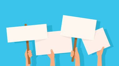 Protestocular pankart pankartı taşıyıcı illüstrasyonu taşıyorlar