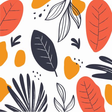 Düz asgari vektör illüstrasyonunda modern Botanik Yaprağı