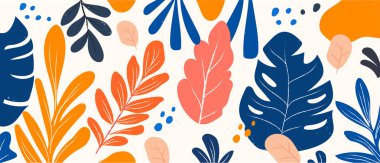 soyut Botanik Yaprak düz minimum vektör illüstrasyonunda