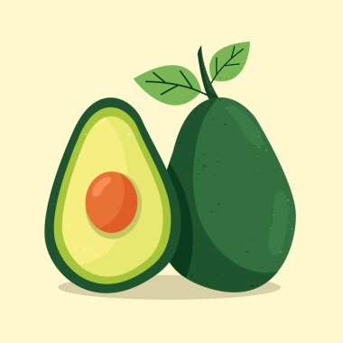düz avokado el çizimi vektör çizimi