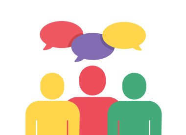 Konuşma baloncuklu renkli insan simgesi