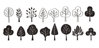 ağaç silueti vektör illüstrasyonu